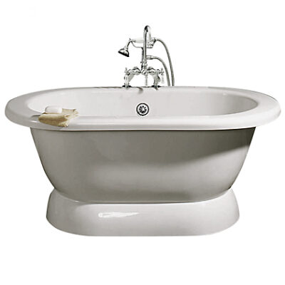 Pedestal tub package with gooseneck faucet and hand shower
