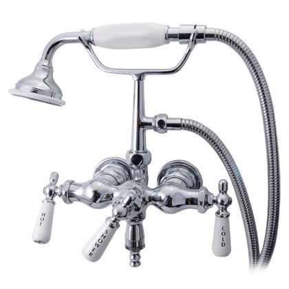 Chrome Spigot faucet with handspray and porcelain handles