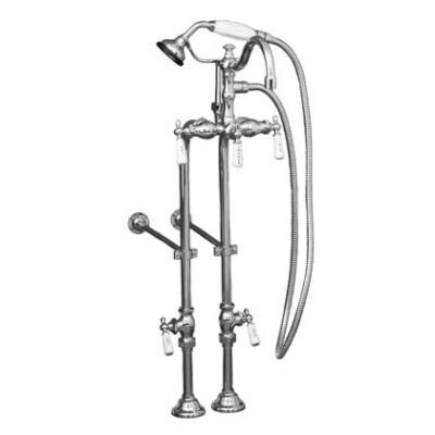 Chrome clawfoot tub faucet and water supply set