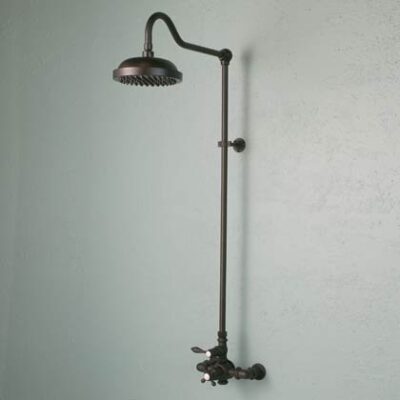 Oil Rubbed Bronze Curved Neck Thermostatic Shower Set